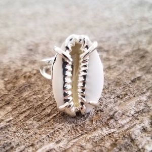 Real Cowrie Shell Boho Silver Ring
